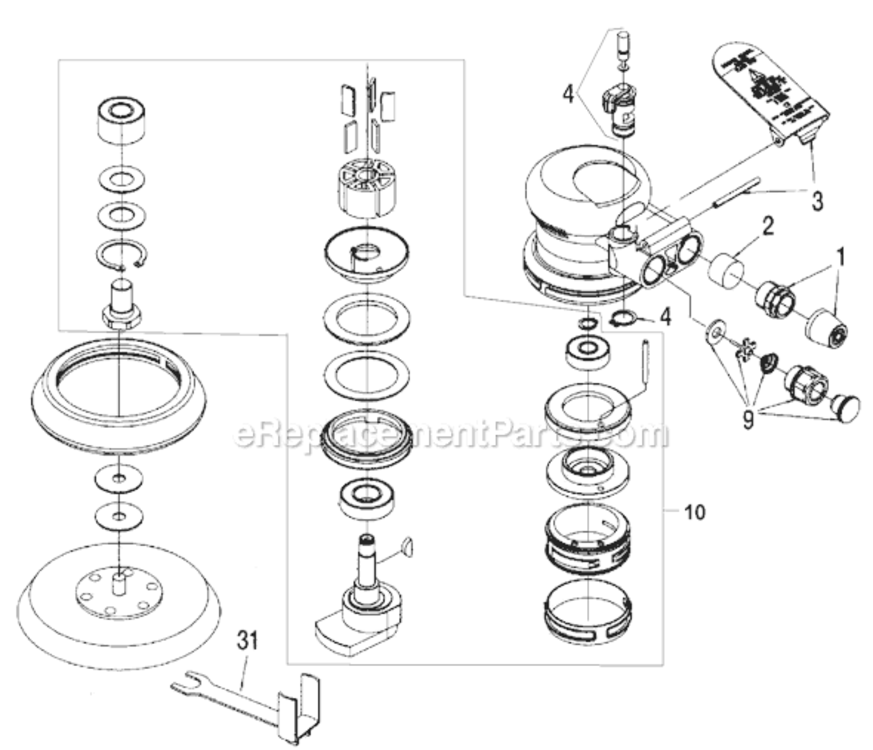Page A Diagram and Parts List for PTS5 Type 1 Porter Cable Orbital or Palm Sander